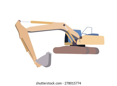 Excavator work. Isolated on White Background.