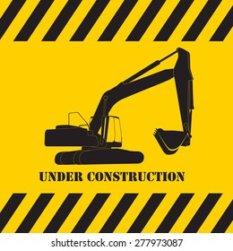 Excavator Work Under Construction. Vector Illustration Eps10.