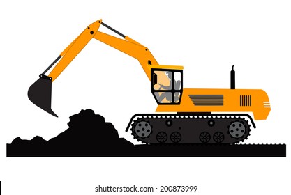 Excavator working on a white background