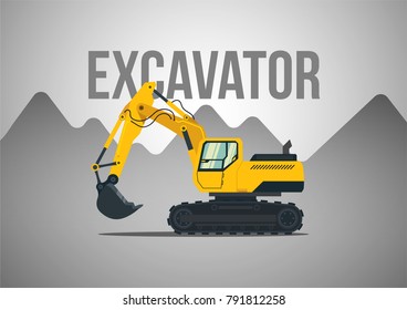 excavator.Construction machinery. Vector illustration.