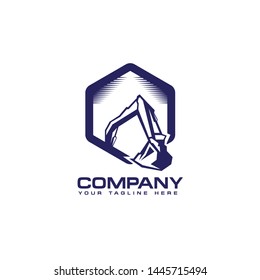 Excavators Construction machinery logo, Hydraulic mining excavator vector logo,. Heavy construction equipment symbol with boom dipper and bucket