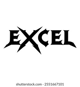 excel black metal sticker fashion t shirt music vector illustration template design