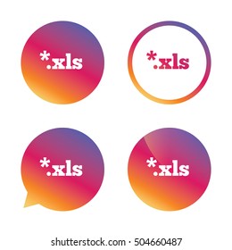 Excel file document icon. Download xls button.