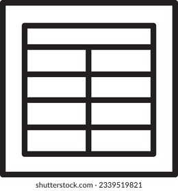 Excel Grid Table Outline Icon