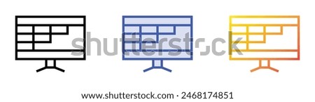 excel icon. Linear, Blue Fill and Gradient Style Design Isolated On White Background