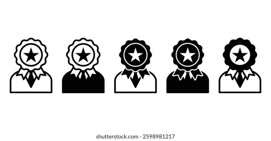 Excellence Award Achievement Recognition Success Star Medal Icon Vector Design Illustration Sets
