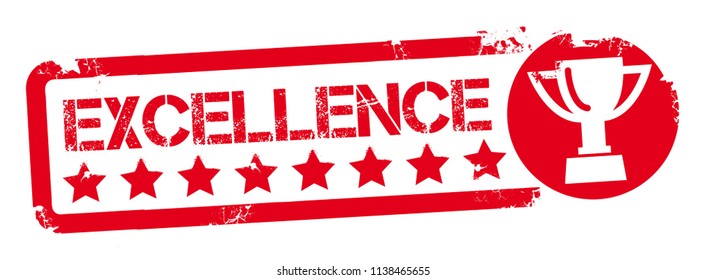 excellence award rubber stamp red grunge vector illustration with check mark