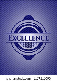 Excellence badge with jean texture
