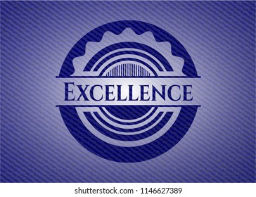 Excellence badge with jean texture