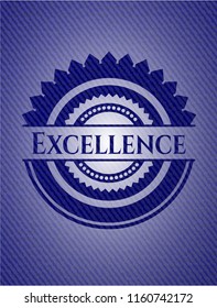 Excellence badge with jean texture