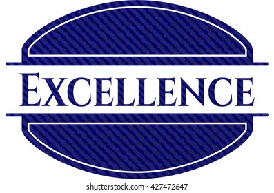 Excellence badge with jean texture