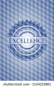 Excellence blue hexagon emblem.