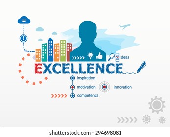 Excellence concept and business man. Flat design illustration for business, consulting, finance, management, career.