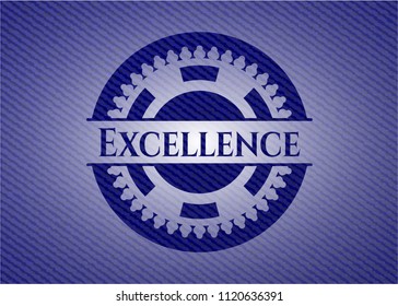 Excellence emblem with jean background