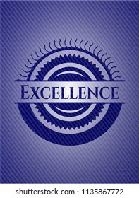 Excellence emblem with jean background