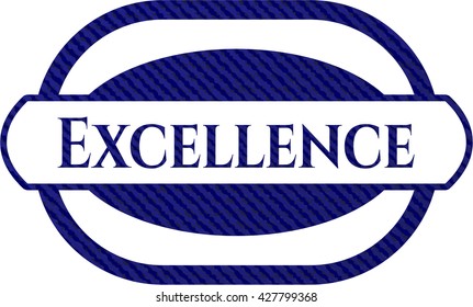 Excellence emblem with jean background