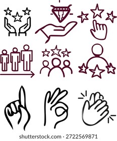 Iconos de línea de excelencia y Comentarios Colección