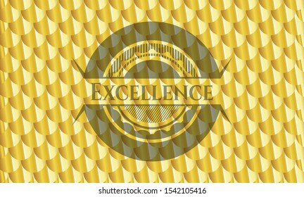 Excellence gold emblem. Scales pattern. Vector Illustration. Detailed.