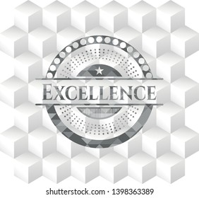 Excellence grey emblem with cube white background