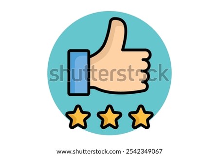 Excellence icon. colored outline icon style. thumb with star. icon related to motivation. success elements vector illustration