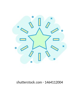 Excellence icon in comic style. Star ribbon vector cartoon illustration on white isolated background. Award medal business concept splash effect.