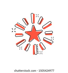 Excellence icon in comic style. Star ribbon vector cartoon illustration on white isolated background. Award medal business concept splash effect.