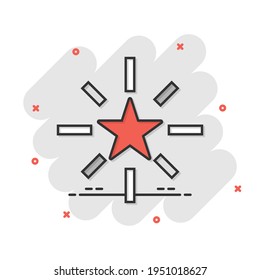 Excellence icon in comic style. Star ribbon vector cartoon illustration on white isolated background. Award medal business concept splash effect.