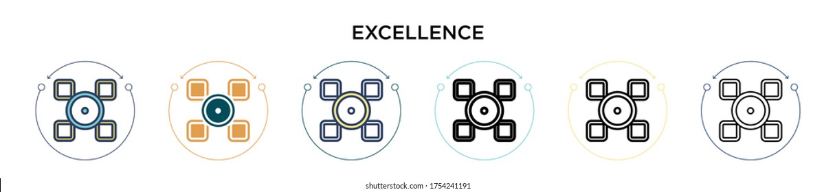 Excellence icon in filled, thin line, outline and stroke style. Vector illustration of two colored and black excellence vector icons designs can be used for mobile, ui, web