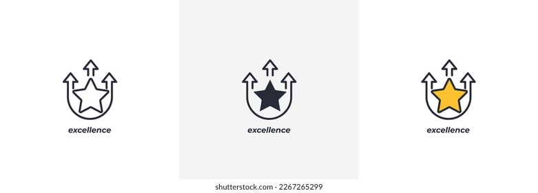 excellence icon. Line, solid and filled outline colorful version, outline and filled vector sign. Idea Symbol, logo illustration. Vector graphics