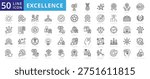 excellence icon set outline collection containing pinnacle, quality seal, victory laurel, skillful move, gold medal, grand prize, top choice, top performer, strong foundation, ribbon, high, peak, star