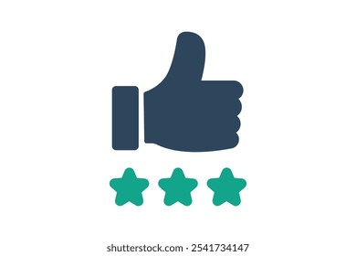 Excellence icon. solid icon style. thumb with star. icon related to motivation. success elements vector illustration