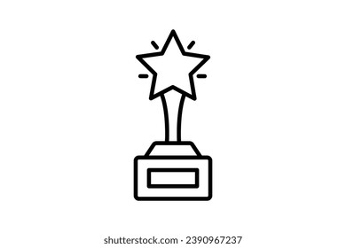 excellence icon. trophy with stars. icon related to core values. line icon style. simple vector design editable