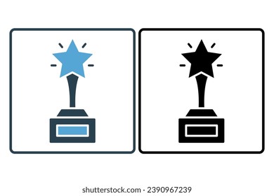 icono de excelencia. trofeo con estrellas. icono relacionado con los valores centrales. estilo de icono sólido. diseño de vector simple editable