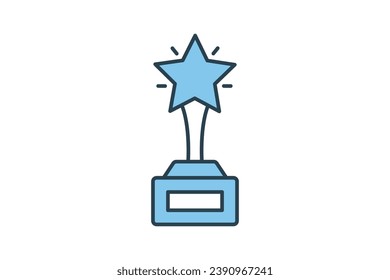 excellence icon. trophy with stars. icon related to core values. flat line icon style. simple vector design editable