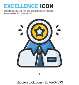 Excellence icon vector with outline color style isolated on white background. Vector illustration goodness sign symbol icon concept for business, finance, industry, company, apps, web and all project