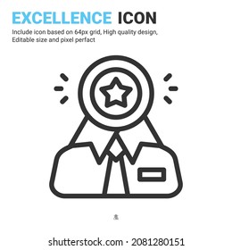 Excellence icon vector with outline style isolated on white background. Vector illustration goodness sign symbol icon concept for business, finance, industry, company, apps, web and all project