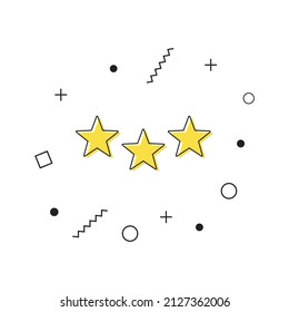Excellence icon vector. Yellow rating symbol icon with geometric shapes on white background. Star icon. Vector
