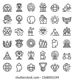Excellence icons set. Outline set of excellence vector icons for web design isolated on white background