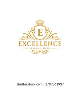 Excellence Letter Logo - Luxury Initial Logo - Elegant crest monogram vector template design for hotel, fashion, boutique and brand identity