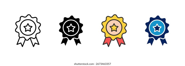 Conjunto de iconos de medalla de excelencia Colección de estilo múltiple