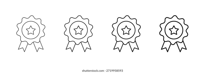 Vector de los iconos de la medalla de la excelencia fijado en diverso estilo de la línea del movimiento