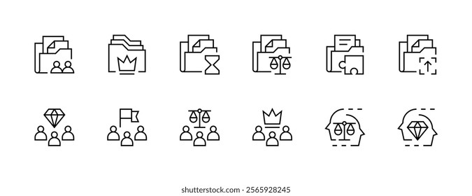 Excellence and progress icon collection. Competence, productivity, creativity, success, innovation, growth, achievement, experience and more. Editable stroke. Pixel Perfect. Grid base 32px.