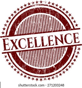 Excellence red isolated rubber stamp