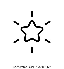 Excellence, Shiny Star, 5 Rate. Black Icon On White Background