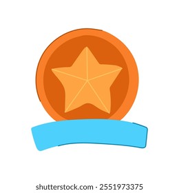 distintivo de estrela de excelência cartoon. pin medalha, insígnia ranking, autoridade prestígio excelência distintivo de estrela.