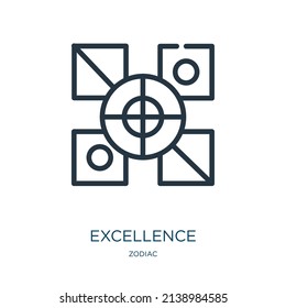 icono de línea delgada de excelencia. negocio, experimente iconos lineales a partir del concepto de zodiac signo de contorno aislado. Elemento de símbolo de ilustración vectorial para diseño web y aplicaciones.