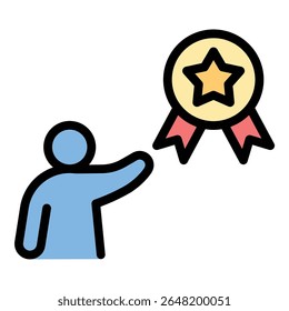 Excelência ícone de treinamento ilustração de estilo de linha plana representando alto desempenho e domínio de habilidades, adequado para desenvolvimento profissional, treinamento e programas de liderança