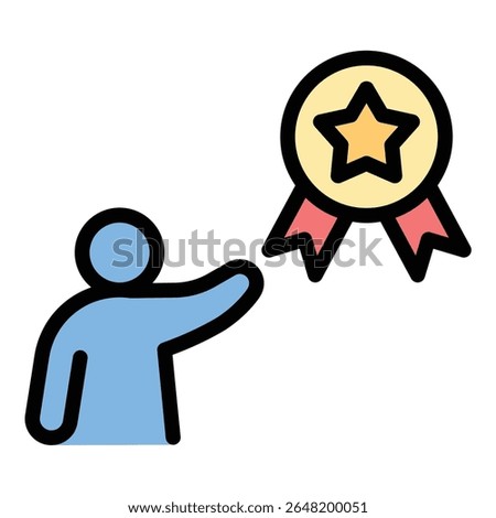 Excellence training icon flat line style illustration representing high performance and skill mastery, suitable for professional development, coaching, and leadership programs