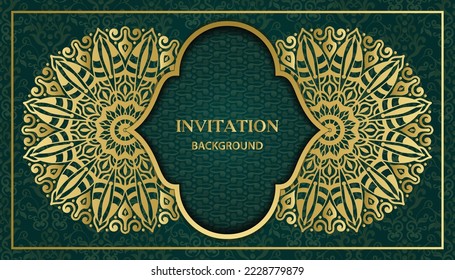 Excellent beautiful mandala style greeting and invitation card. Royal ornamental mandala design background. Invitation, Wedding card, Diwali, India, Indian, Arabic, Damask, Turkish, Dubai,