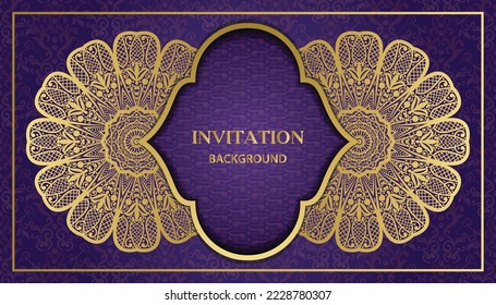 Excellent beautiful mandala style greeting and invitation card. Royal ornamental mandala design background. Invitation, Wedding card, Diwali, India, Indian, Arabic, Damask, Turkish, Dubai,